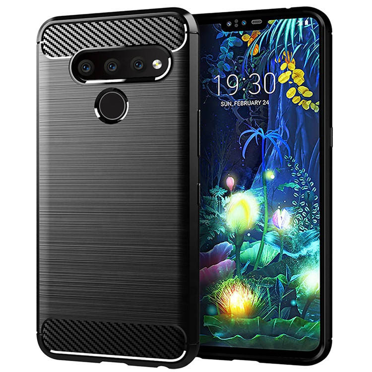 

Чехол тонкий матовый Карбон для LG V50 Thinq черный силиконовый