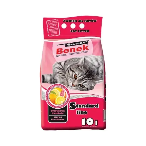 

Бентонитовый наполнитель Super Benek Standart для кошачьего туалета, с ароматом цитрусовой свежести, 10 л