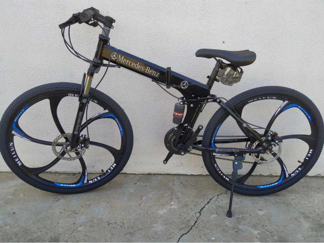 

Горный складной спортивный велосипед на литых дисках 26" Mercedes Benz для взрослых рама 17" Чёрный, Красный