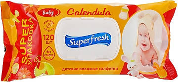 

Влажная салфетка 120 шт Суперфреш Детская с клапаном "КАЛЕНДУЛА" Superfresh 120 шт