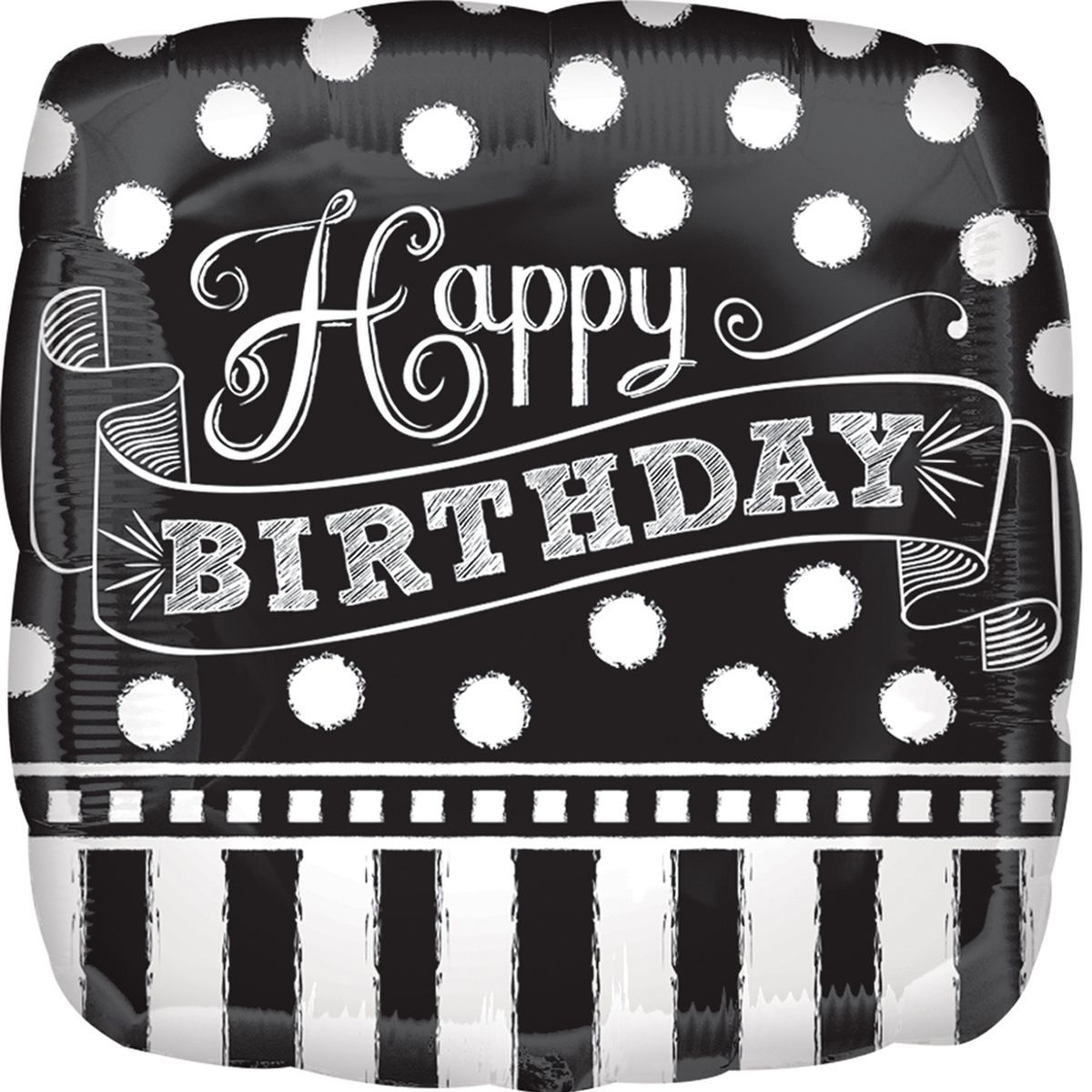 

Фольгированный шарик Anagram 18" Квадрат Happy birthday черный орнамет, Разные цвета