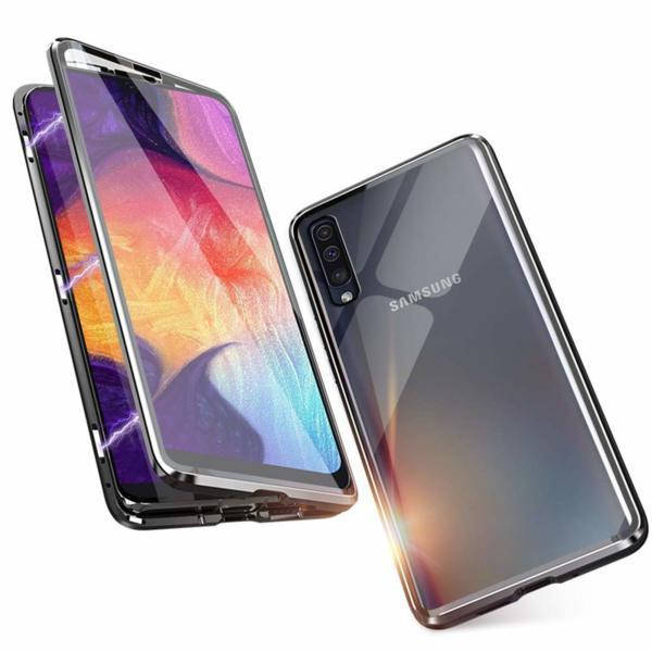 

360 магнитный чехол для Samsung Galaxy A50 защитное стекло с двух сторон, Черный