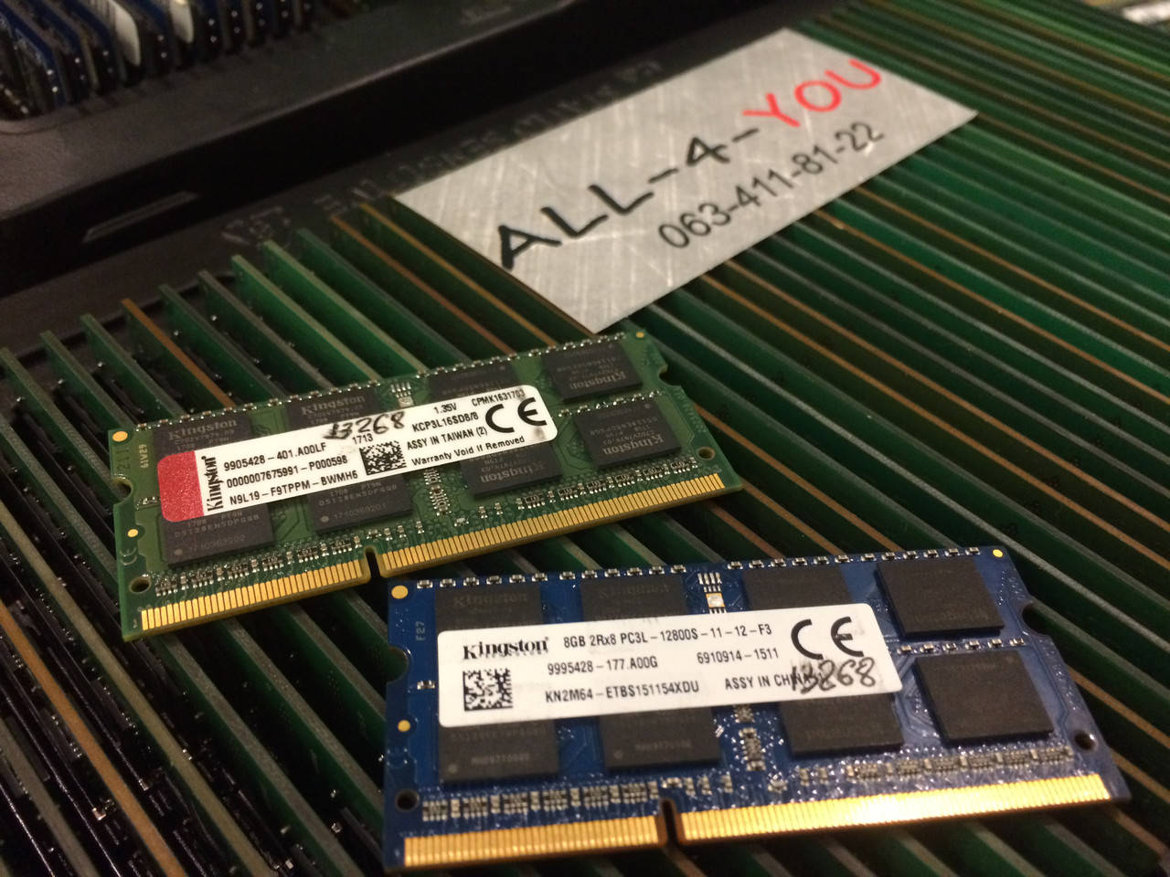 

Оперативна пам`ять Kingston DDR3 8GB SO-DIMM 1.35V 2Rx8 PC3L 12800S 1600mHz Intel/AMD