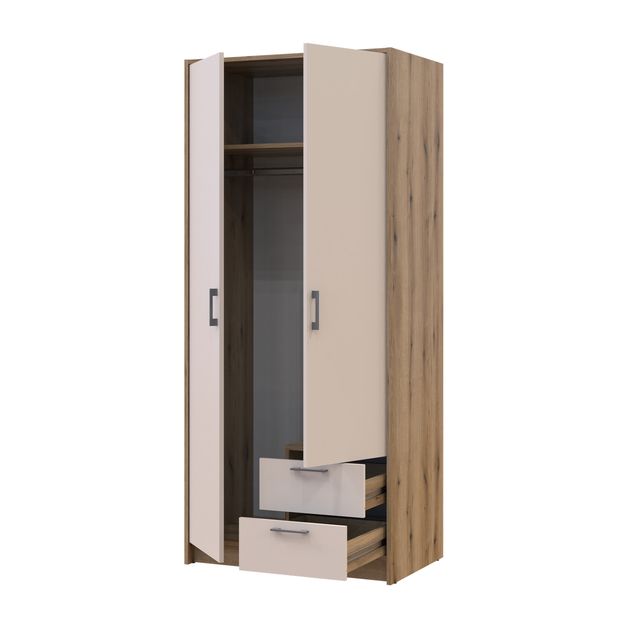 Розпашна Шафа для одягу Doros Ронді Дуб Артізан/Кашемір 2ДСП 82х52х195 (80737805) 3