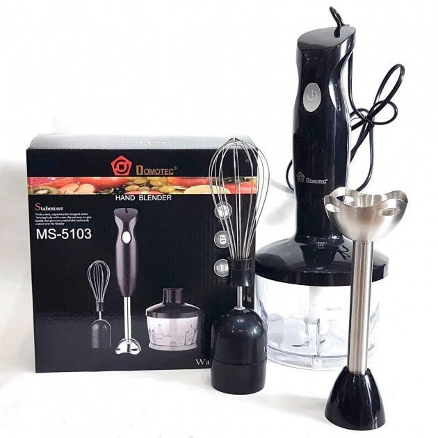 

DOMOTEC MS 5103/ Блендер погружной с чашей, 500 Вт/ блендер 3 в 1: измельчитель, миксер, блендер