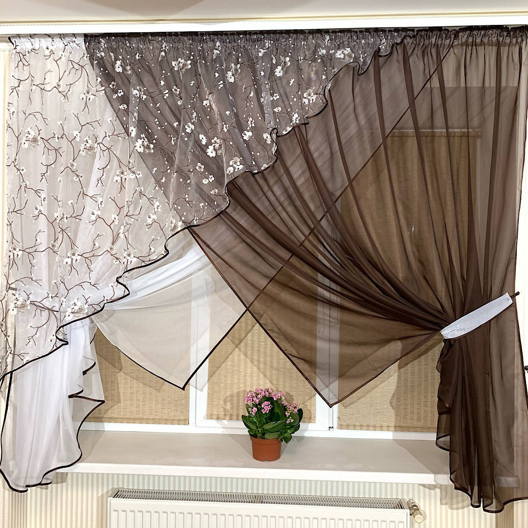 

Занавеска на кухню №362 Шоколад сакура