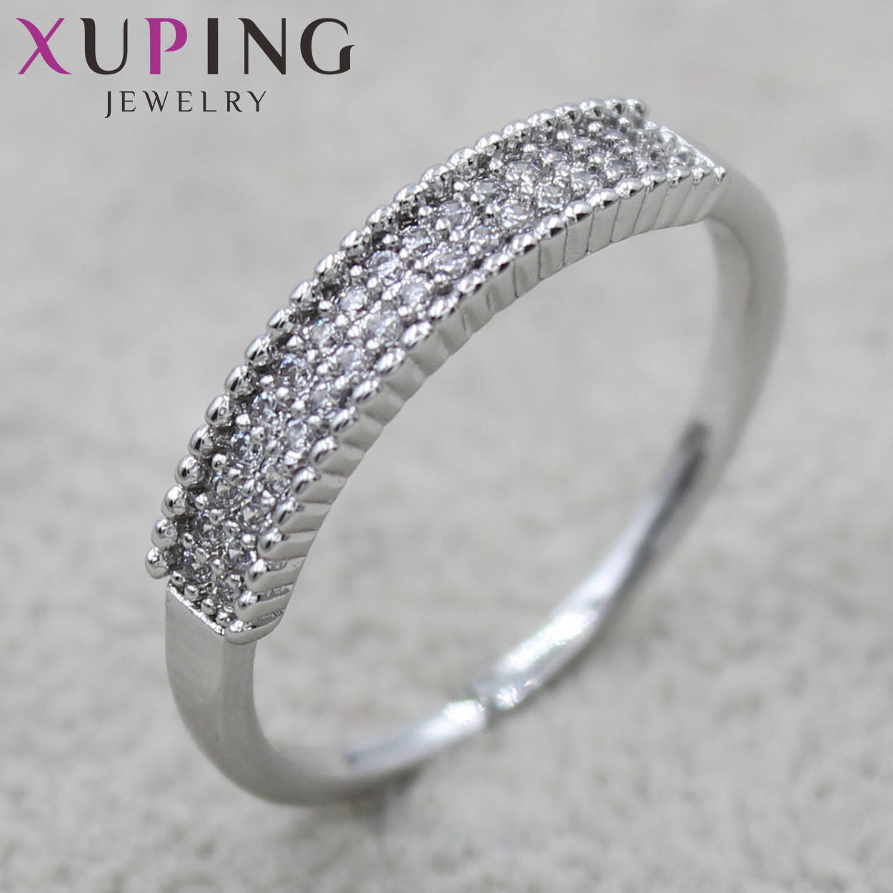 

Колечко серебристого цвета тонкое Xuping Jewelry со стразами медицинский сплав