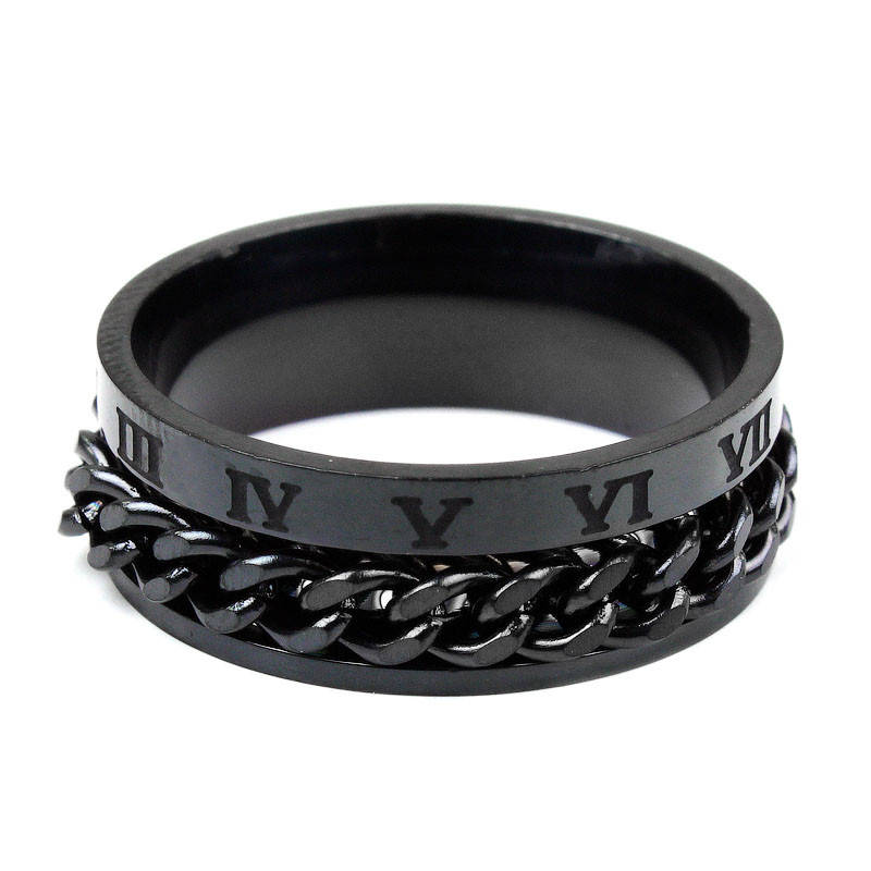 

Мужское кольцо спиннер "Цепь", черное, С10587