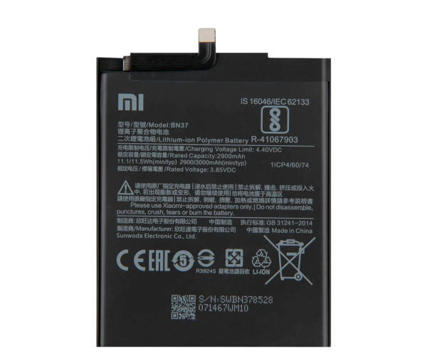 

Аккумулятор Xiaomi BN37 | Xiaomi Redmi 6A | Xiaomi Redmi 6 | Xiaomi Redmi 6 Pro 3000mAh