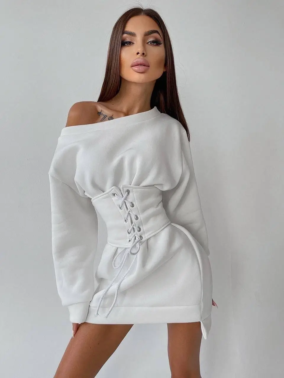 

Женское худи с корсетом новинка 2022, Белый