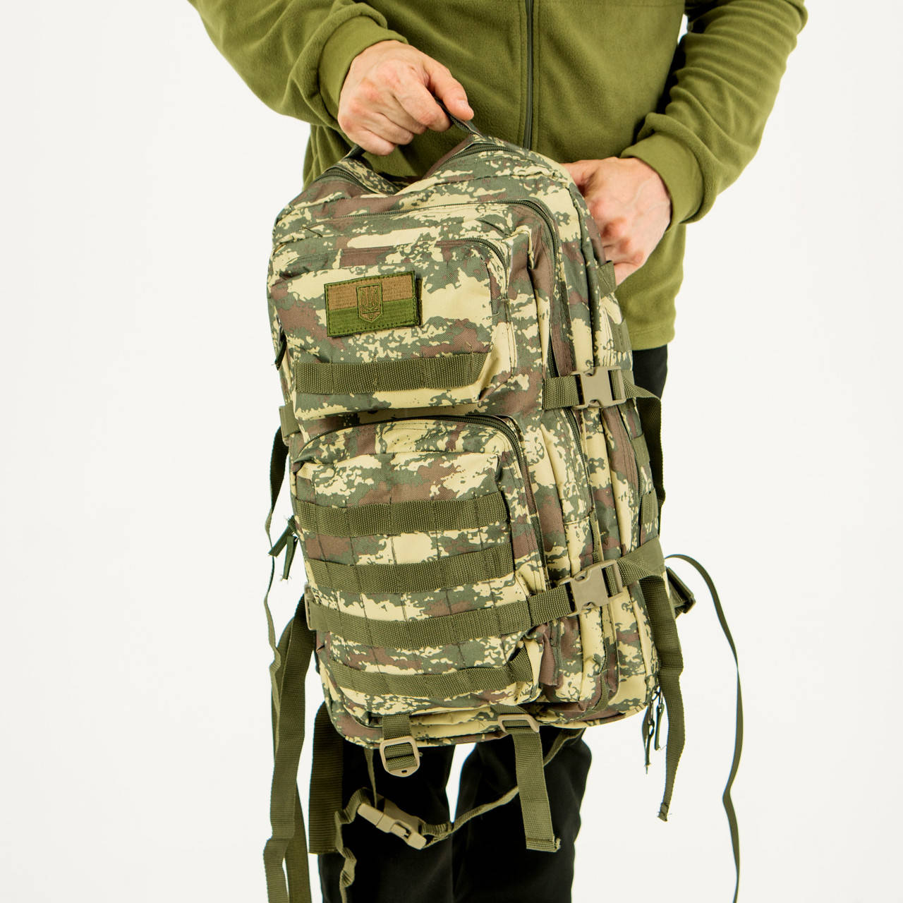 

Рюкзак тактический штурмовой с системой Молли цвета светлый Атакс на 36 л, регулировка объема, ткань оксфорд