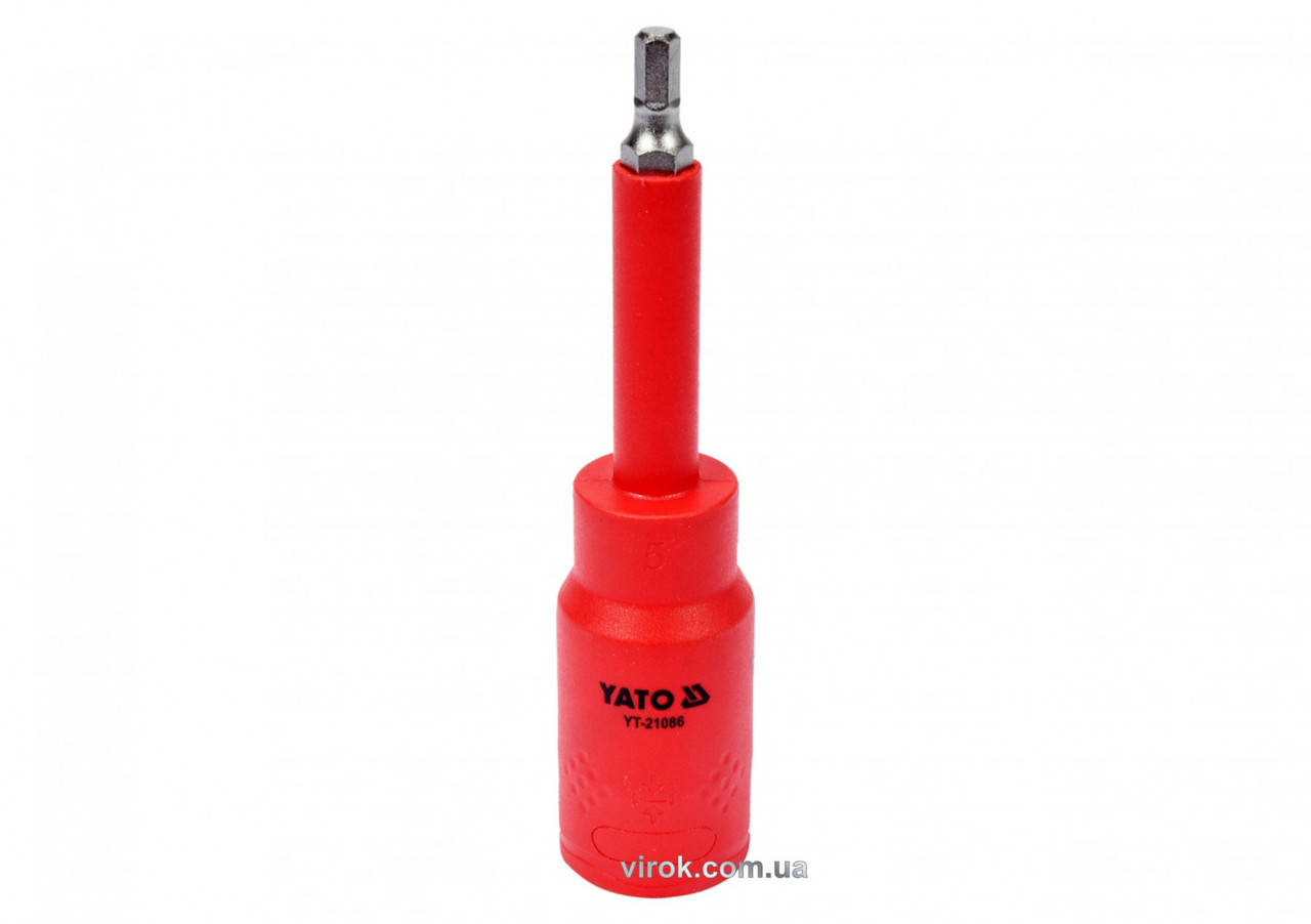 

Головка торцевая диэлектрическая с отверточной насадкой HEX YATO 1/2" H5 x 120 мм VDE до 1000 В YT-21086