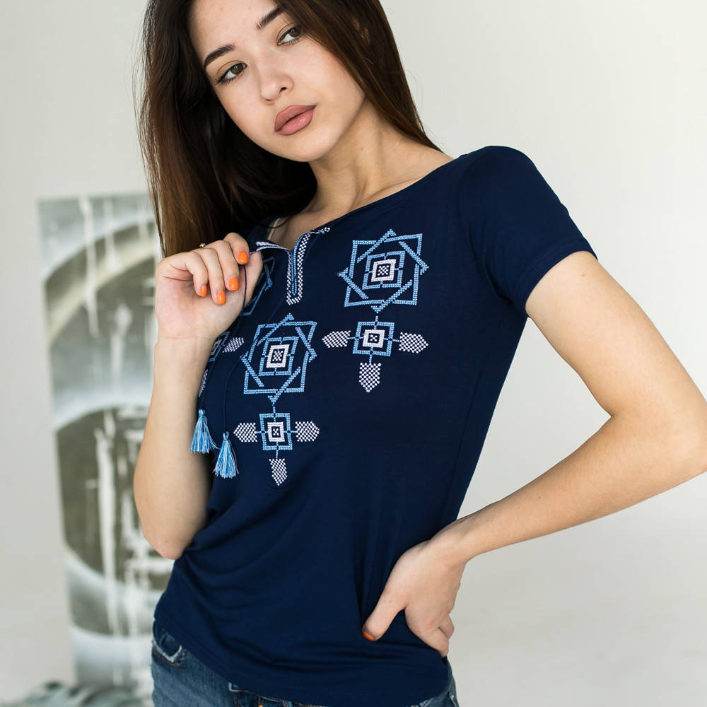 

Вышиванка женская Moderika Оберег синяя с голубым XXXL, Синий
