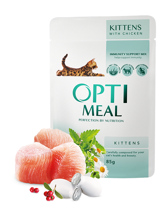 

Optimeal паучи с курицей для котят 85г*12шт
