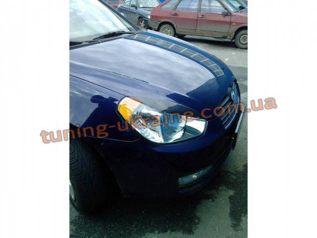 

Реснички на фары для Hyundai Accent 3 2006-2010 широкие, Черный