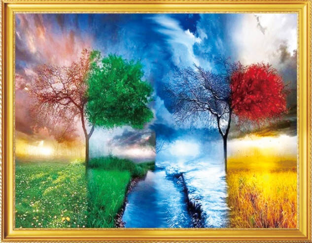 

50*40см Четыре сезона, алмазная живопись, полная выкладка
