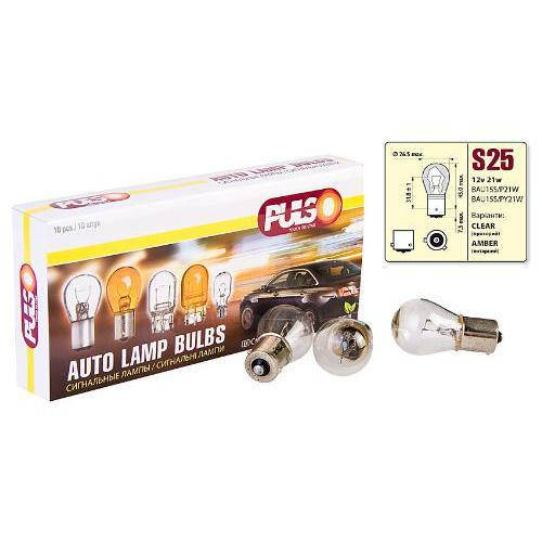 

Лампа PULSO/габаритная S25/BAU15s/P21W 12V/21W clear/поворот/1 конт. (LP-25153)