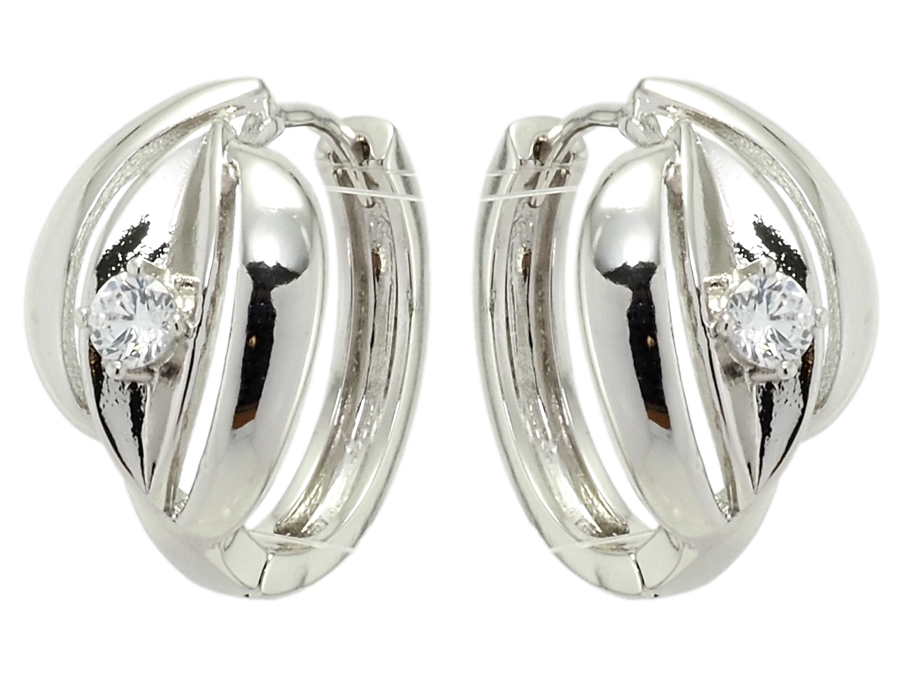 

Серьги Xuping Родий колечки "Декоративный орнамент с фианитом"