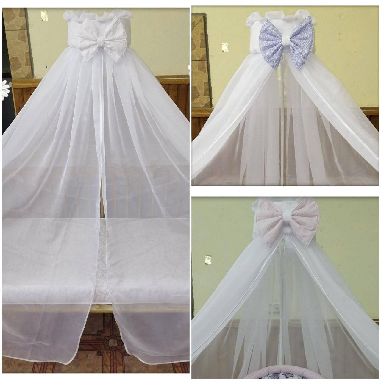 

Балдахин для детской кроватки, с бантом, белый, шифоновый