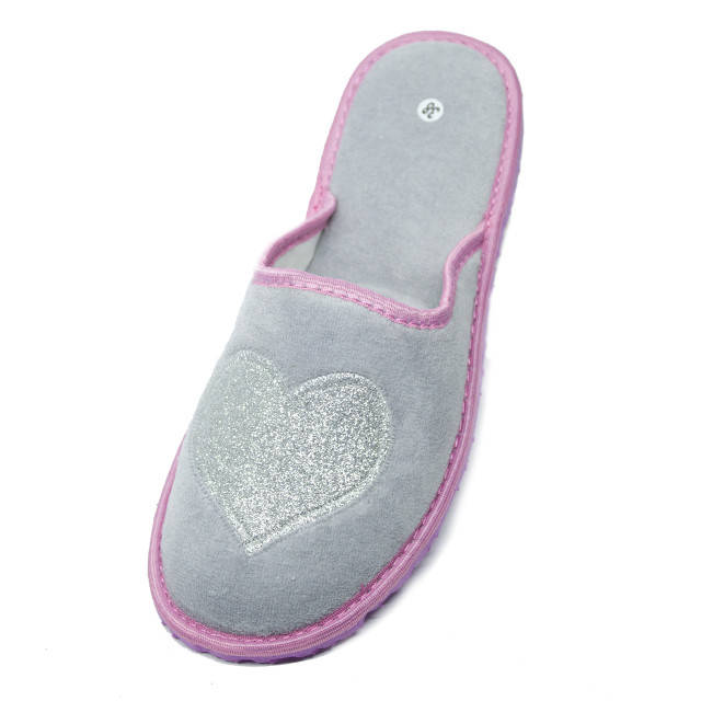 

Тапочки Женские Домашние PaGo " Сердце " Серые велюр 38, Серый