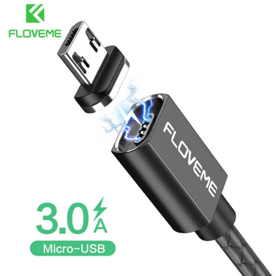 

Магнитный кабель Floveme 3А MicroUSB 100см Магнитная зарядка 1м Android Черный