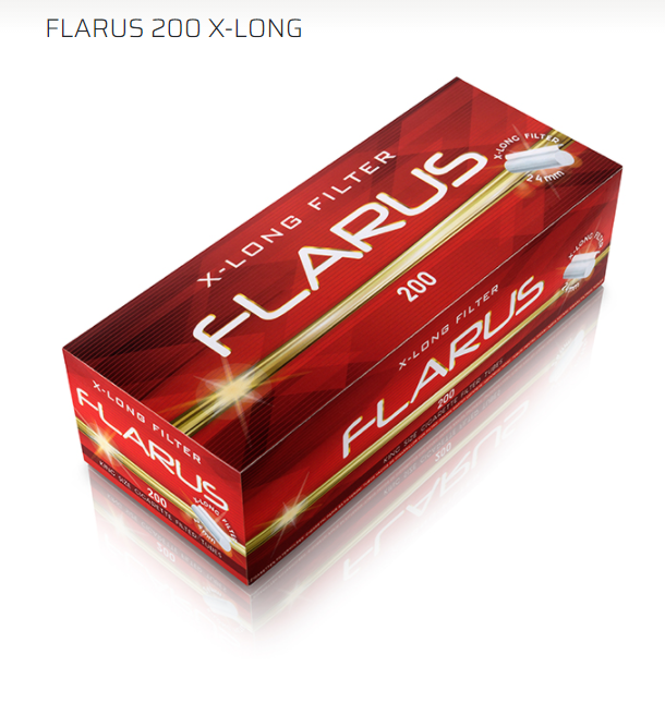 

Сигаретные гильзы з удлиненным фильтром 24мм FLARUS X-LONG в блоках по 200 шт