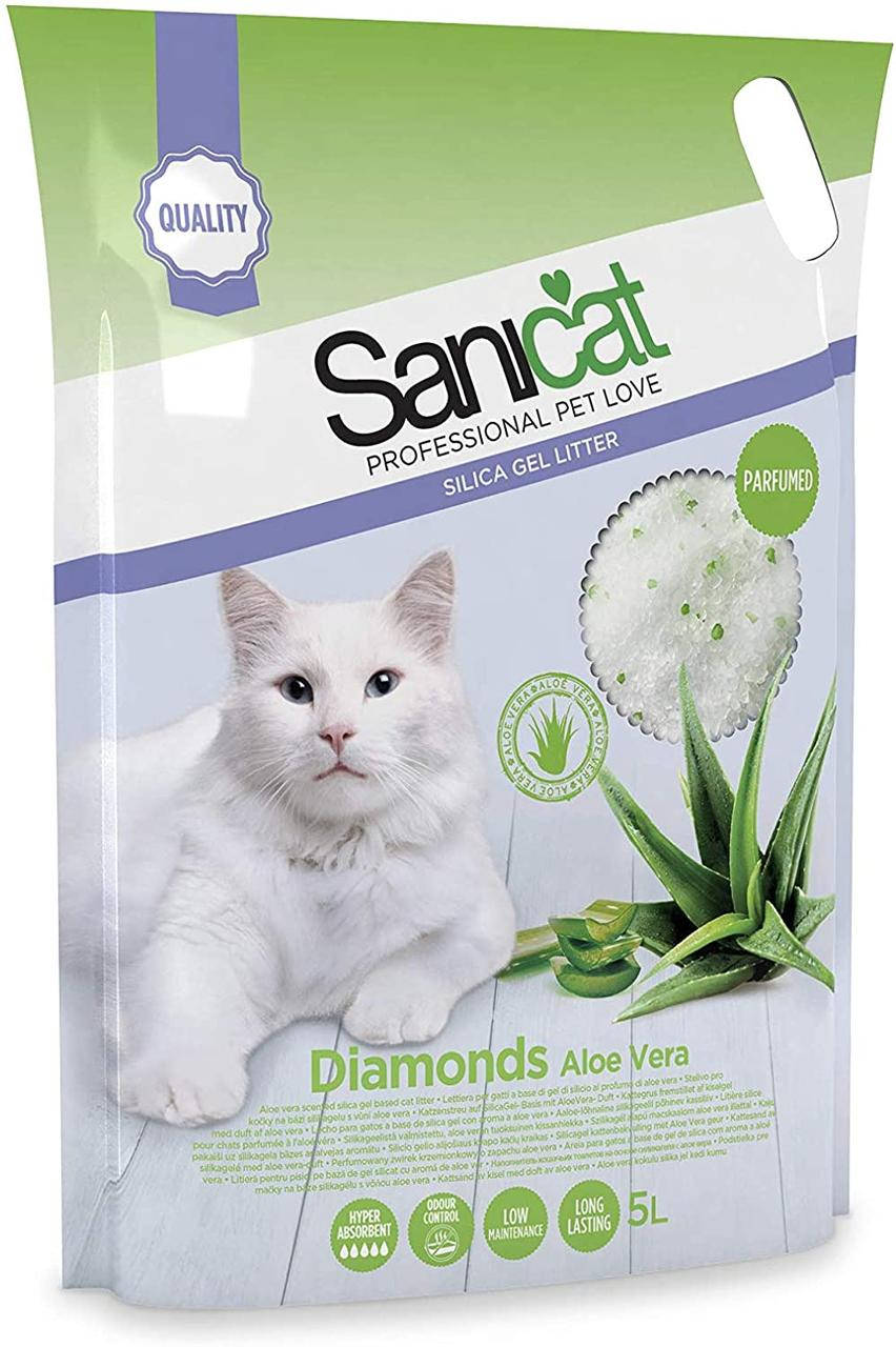 

Силикагелевый наполнитель 5л/2,3кг Sanicat Diamonds Aloe Vera