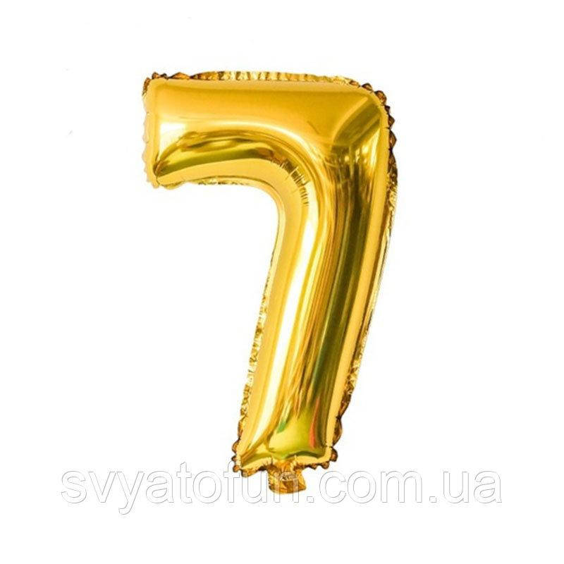 

Фольгированный шар цифра 7 золото 35см Китай, Золотистый