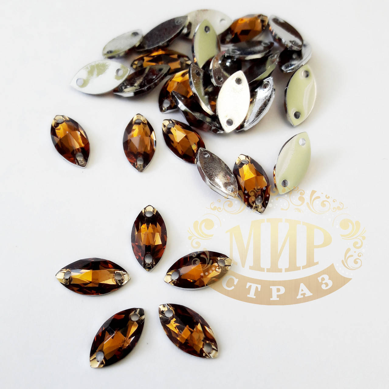 

Пришивная лодочка (синтет. стекло), цвет Sm Topaz, 6х12мм*1шт