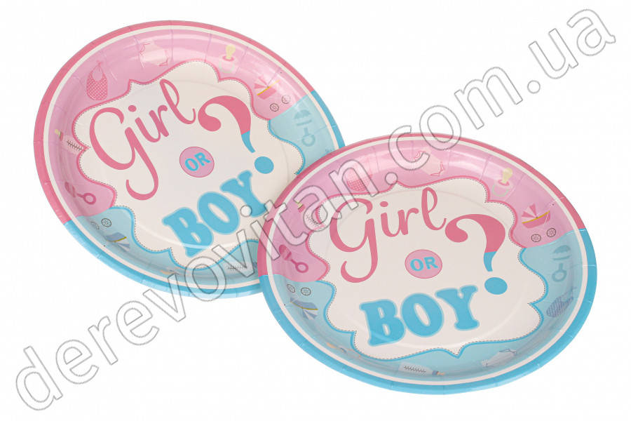 

Одноразовые тарелки для Гендер пати "Boy or Girl", 8 шт. 18 см