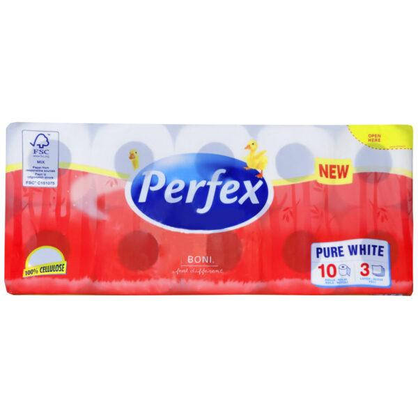 

Туалетная бумага Perfex белая, 3-слойная, 120 отрывов, 10 шт., Белый