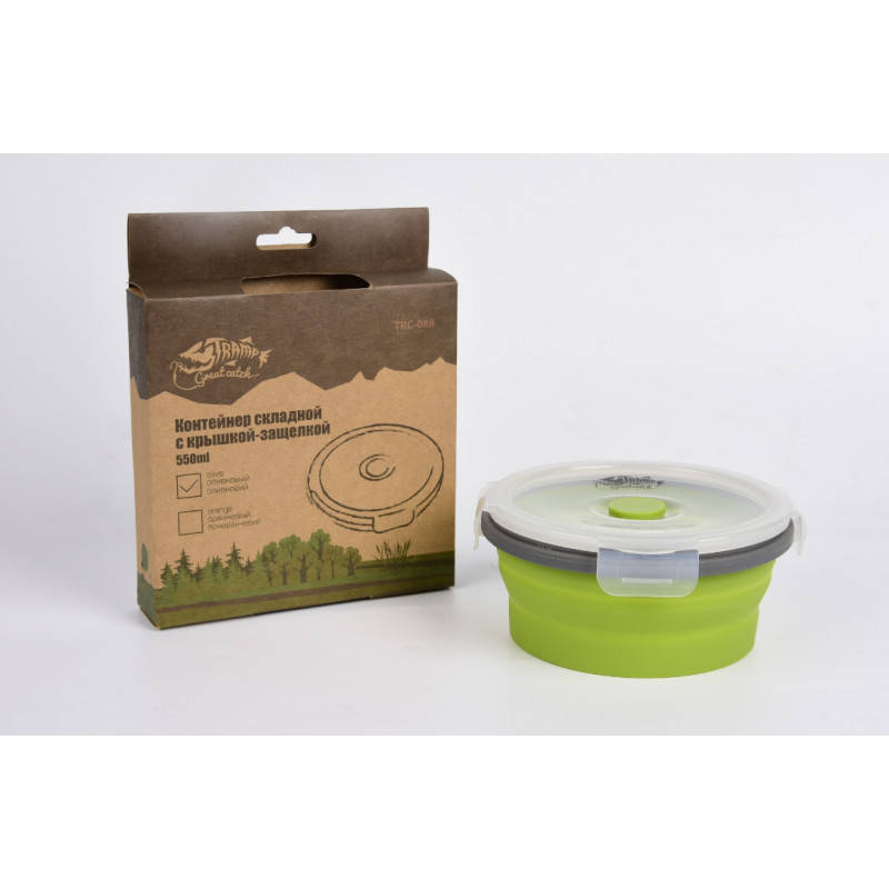 

Контейнер складной с крышкой-защелкой Tramp (550ml) olive, Оливковый