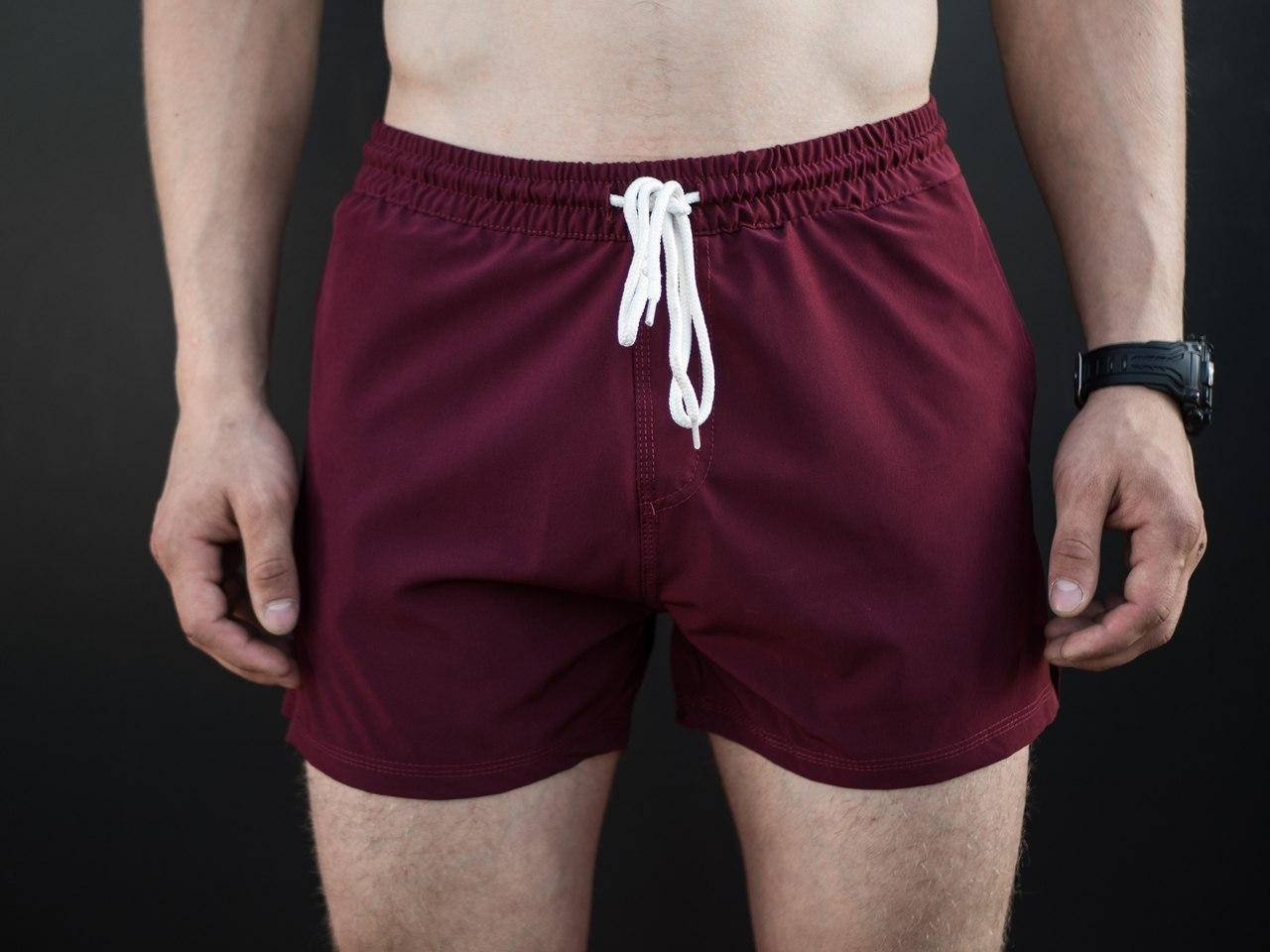 

Шорты мужские Pobedov короткие удобые плавки из европейской плащевки (бордовые), ОРИГИНАЛ