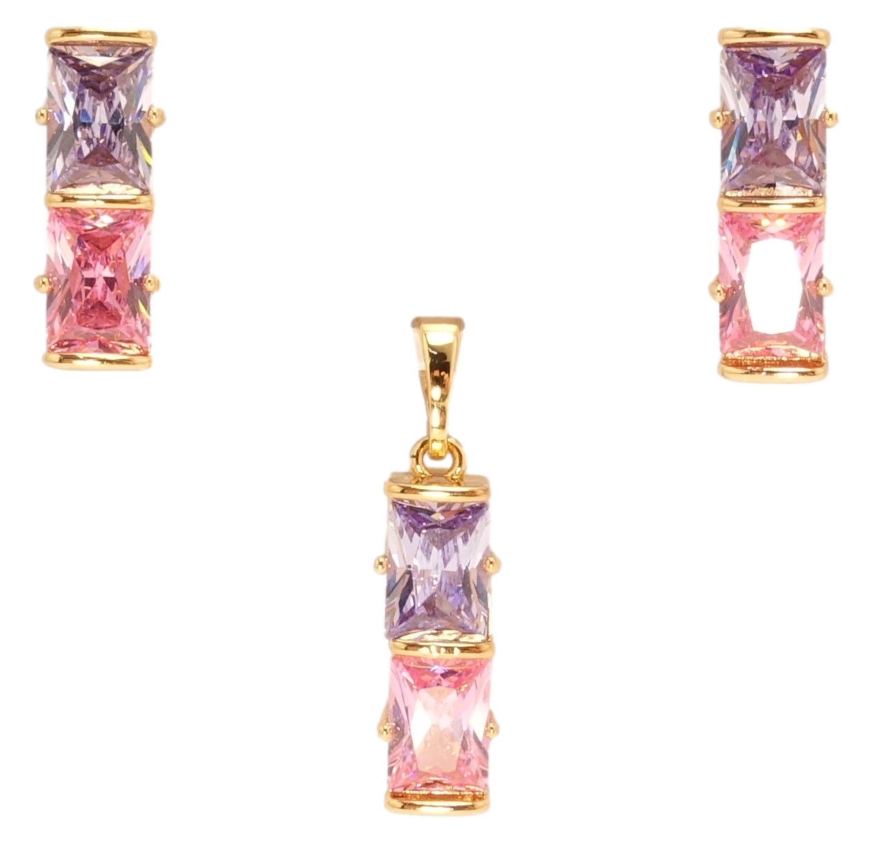 

Набор XP Позолота 18К Серьги Кулон "Розовый и сиреневый кристаллы"