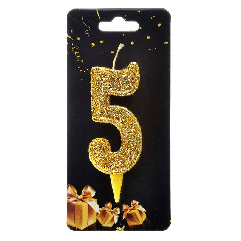 

Свеча цифра "5" золото магическое