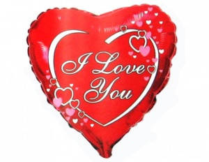 

Серце фольговане 18" Червоне I Love You з рожевими серцями, Красный