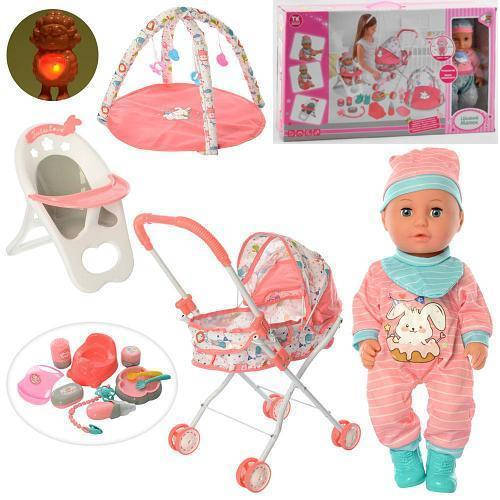 

*Игровой набор с пупсом (пупс, стульчик, коляска, коврик, аксессуары) арт. 35482