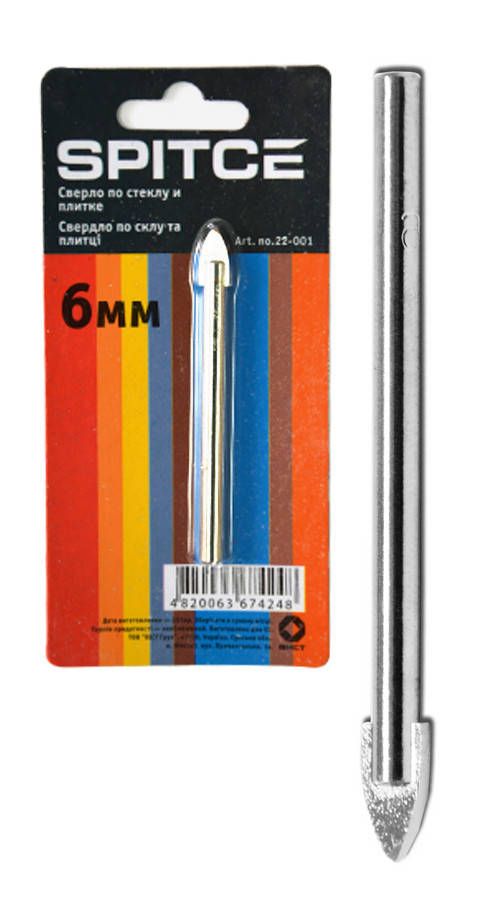 

Сверло по стеклу и плитке 8мм Spitce 22-002 |Свердло по склу і плитці 8мм Spitce