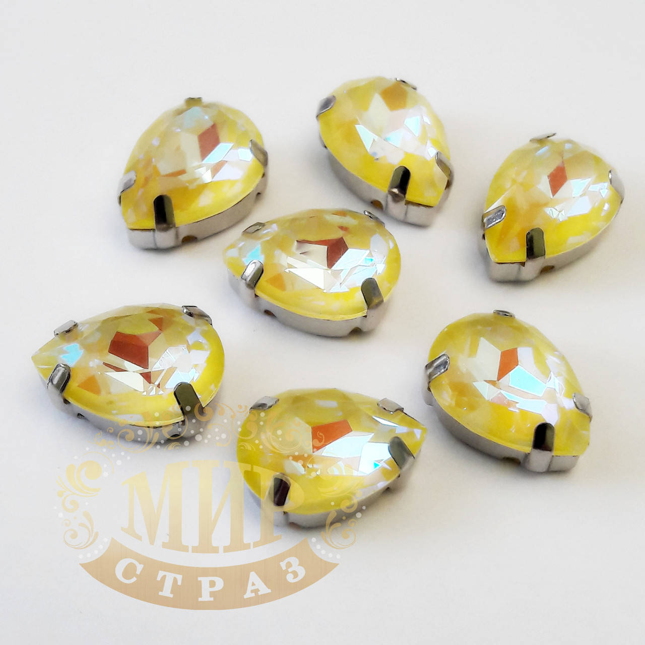 

Стразы в цапах Люкс, форма Капля, цвет Citrine DeLite, 13х18мм, 1шт, Белый