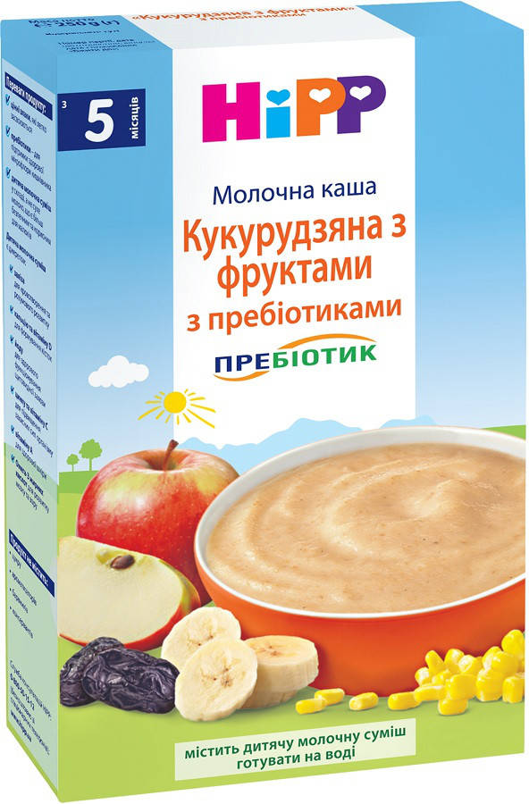 

HiPP Молочная каша Кукурузная с фруктами и пребиотиками 6м+ 9062300140153