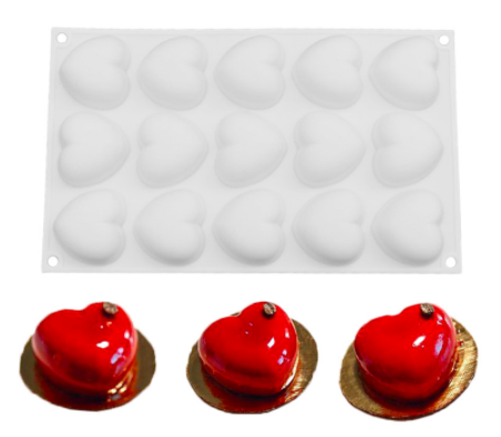 

Форма силиконовая для евродесерта Сердечки 15 ячеек