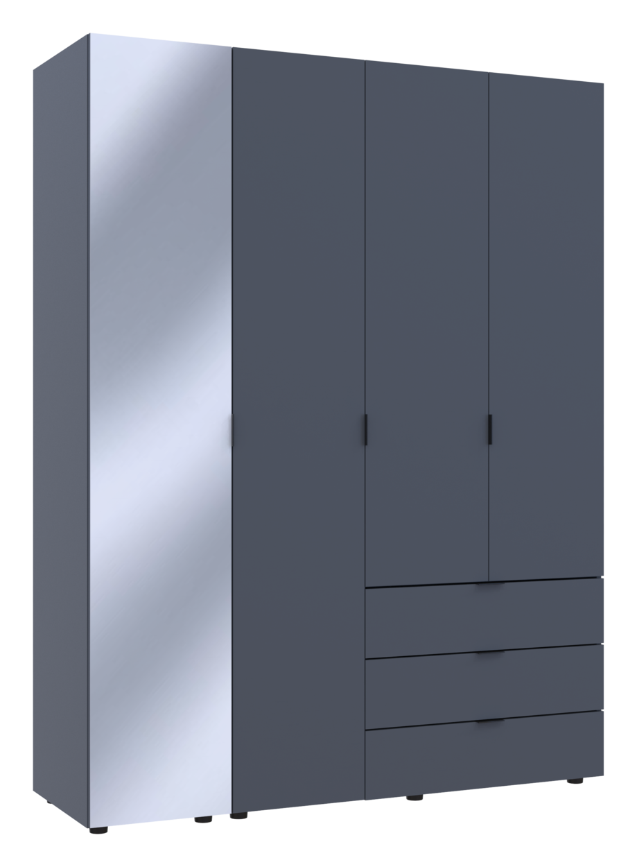 Шафа для одягу Doros Гелар Графіт 3ДСП/Дзеркало 155х49.5х203.4 (42002158) 5