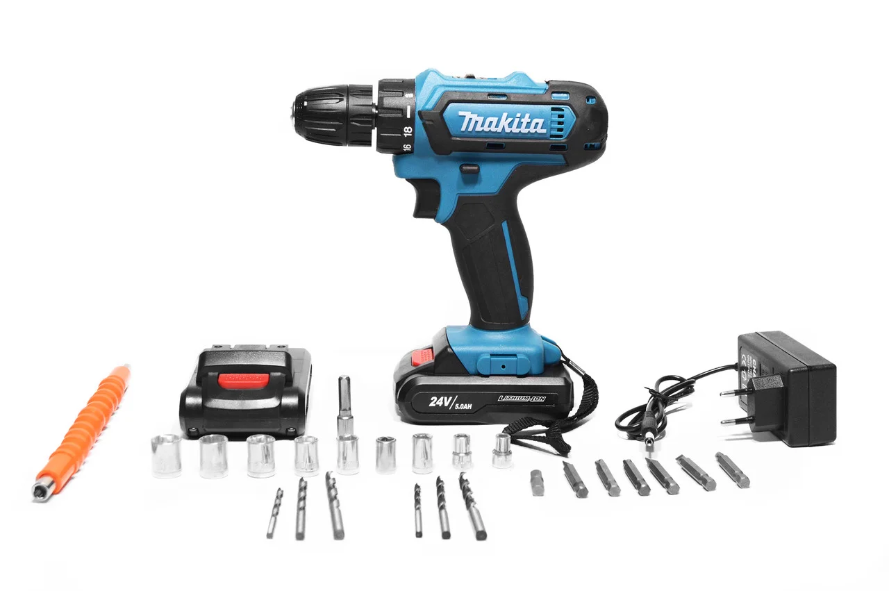 

Шуруповерт Makita 550DWE 24V 5A/h Li-Ion с набором инструментов