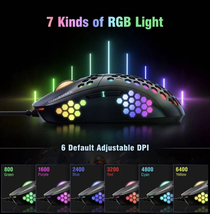 

Игровая компьютерная мышь ONIKUMA CW903 с Led подсветкой Black, Черный