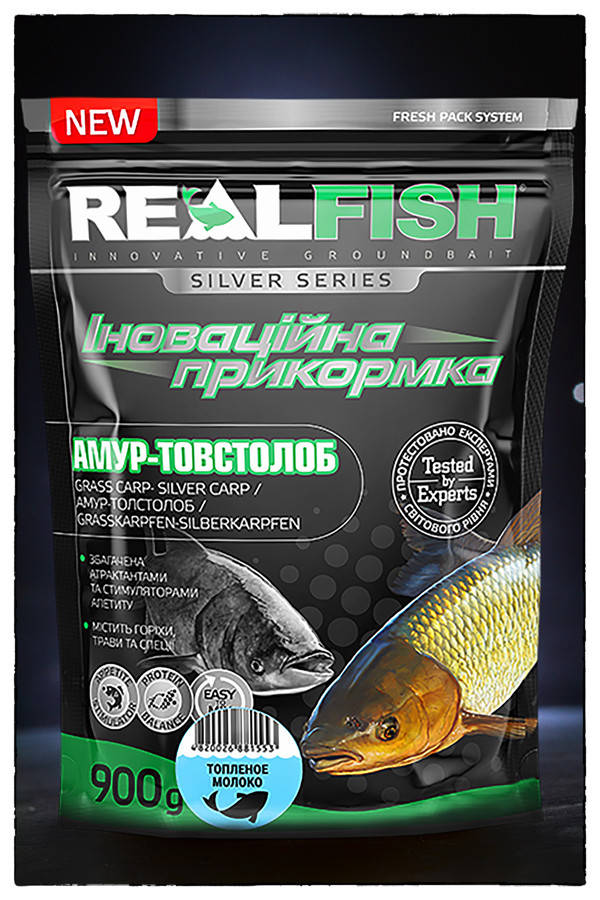 

Прикормка Real Fish Амур-Толстолоб Топленое молоко