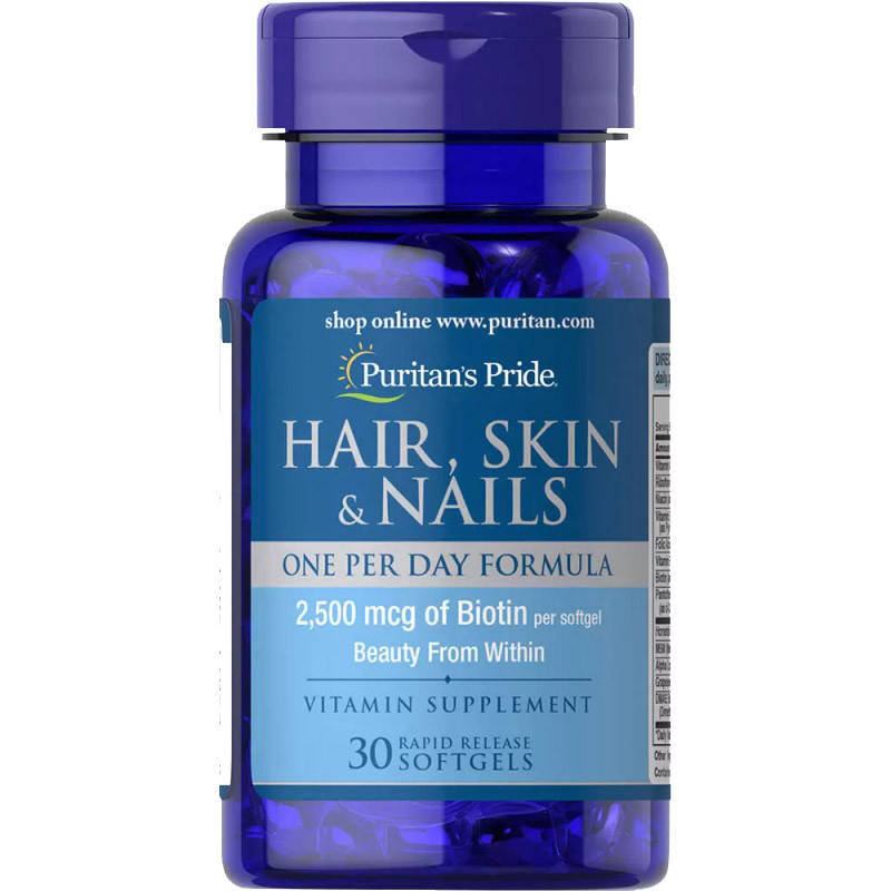 

Витамины и минералы Puritan's Pride Hair Skin and Nails One Per Day Formula, 30 капсул