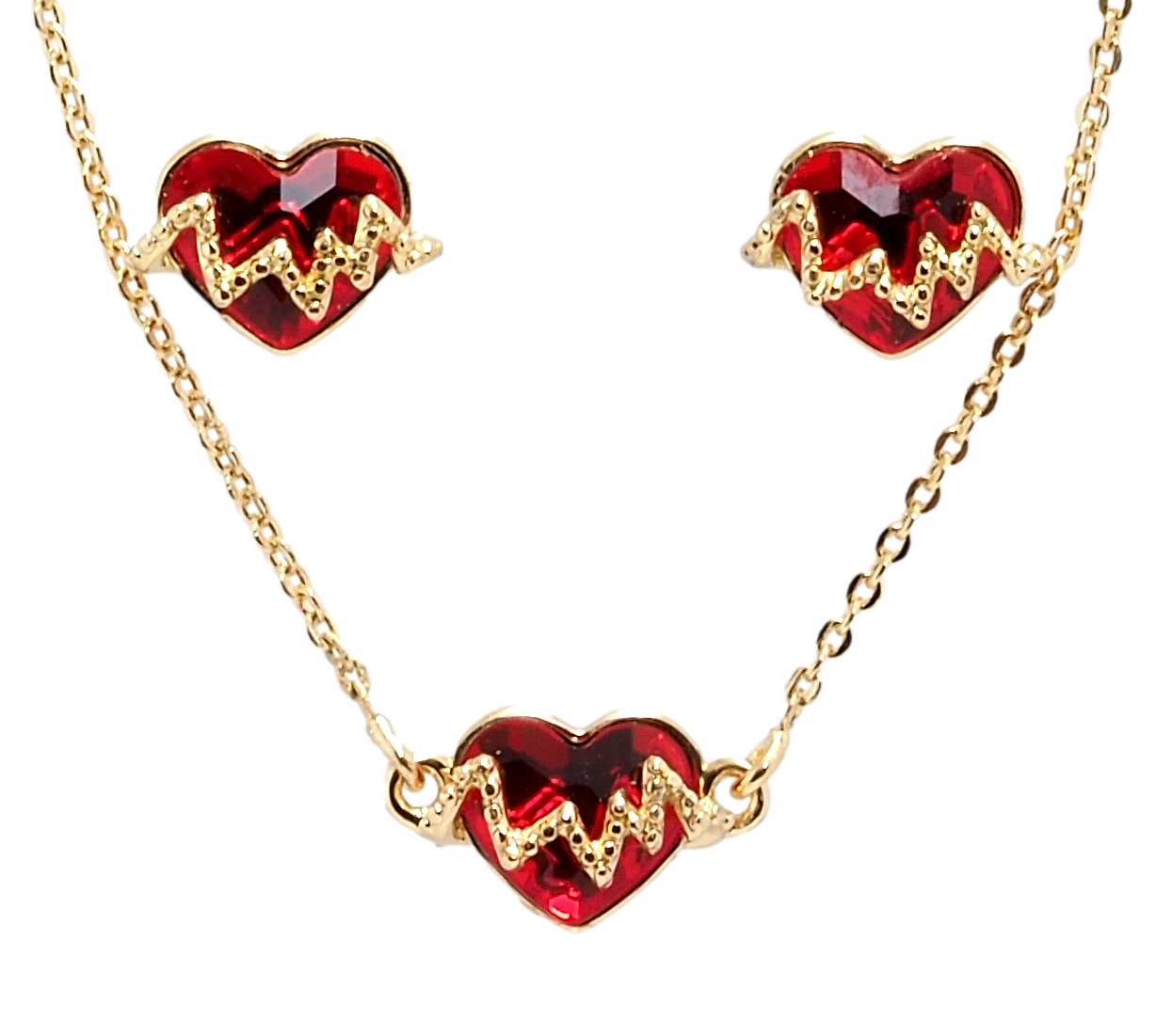 

Набор Xuping Позолота 18K с кр-ми Swarovski Серьги Кулон на цепочке "Сердца Siam" длина 40-45см х 1мм