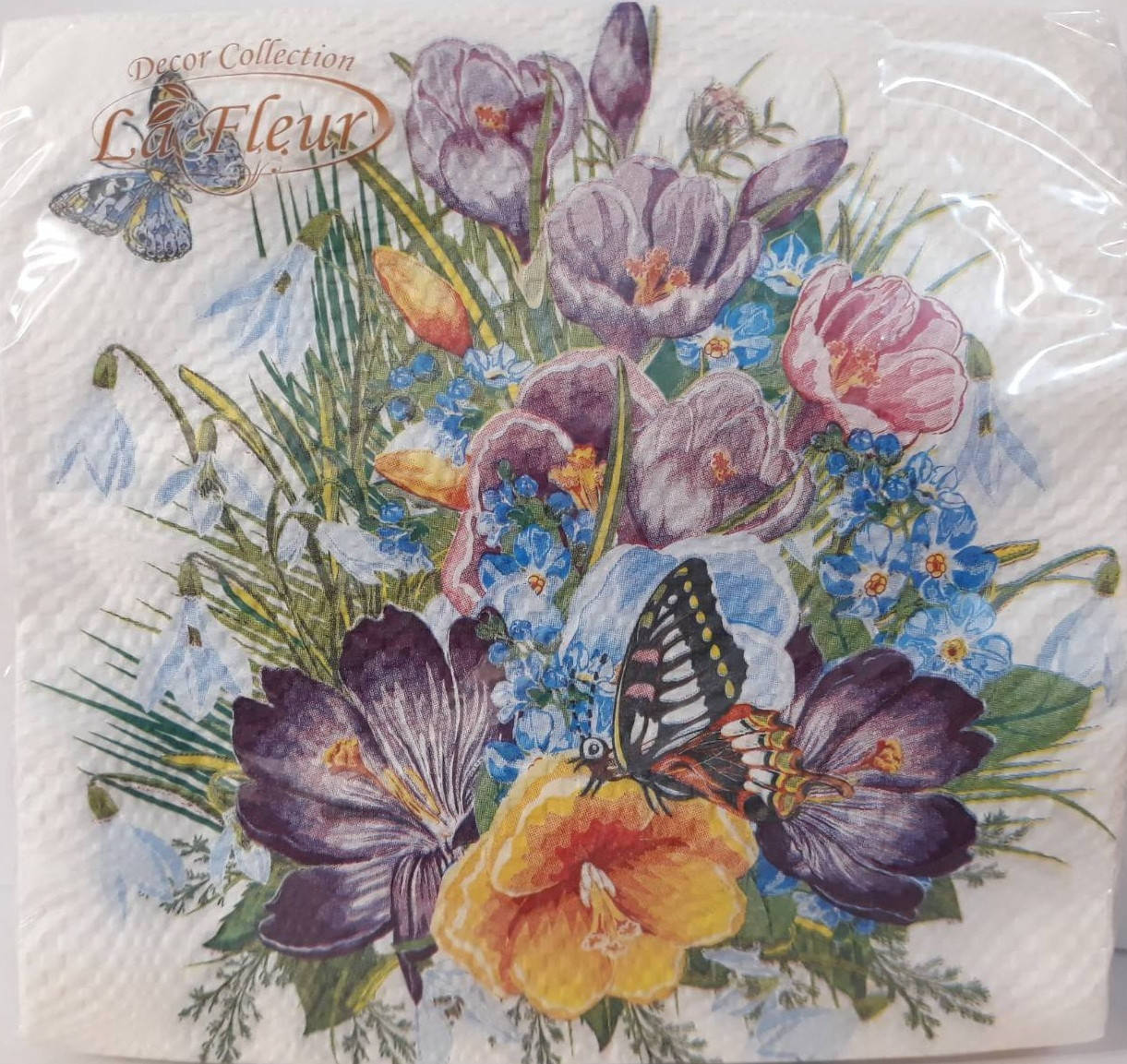 

Серветка ТМ"La Fleur"33*33, 2 шари, Первоцвіт, Белый