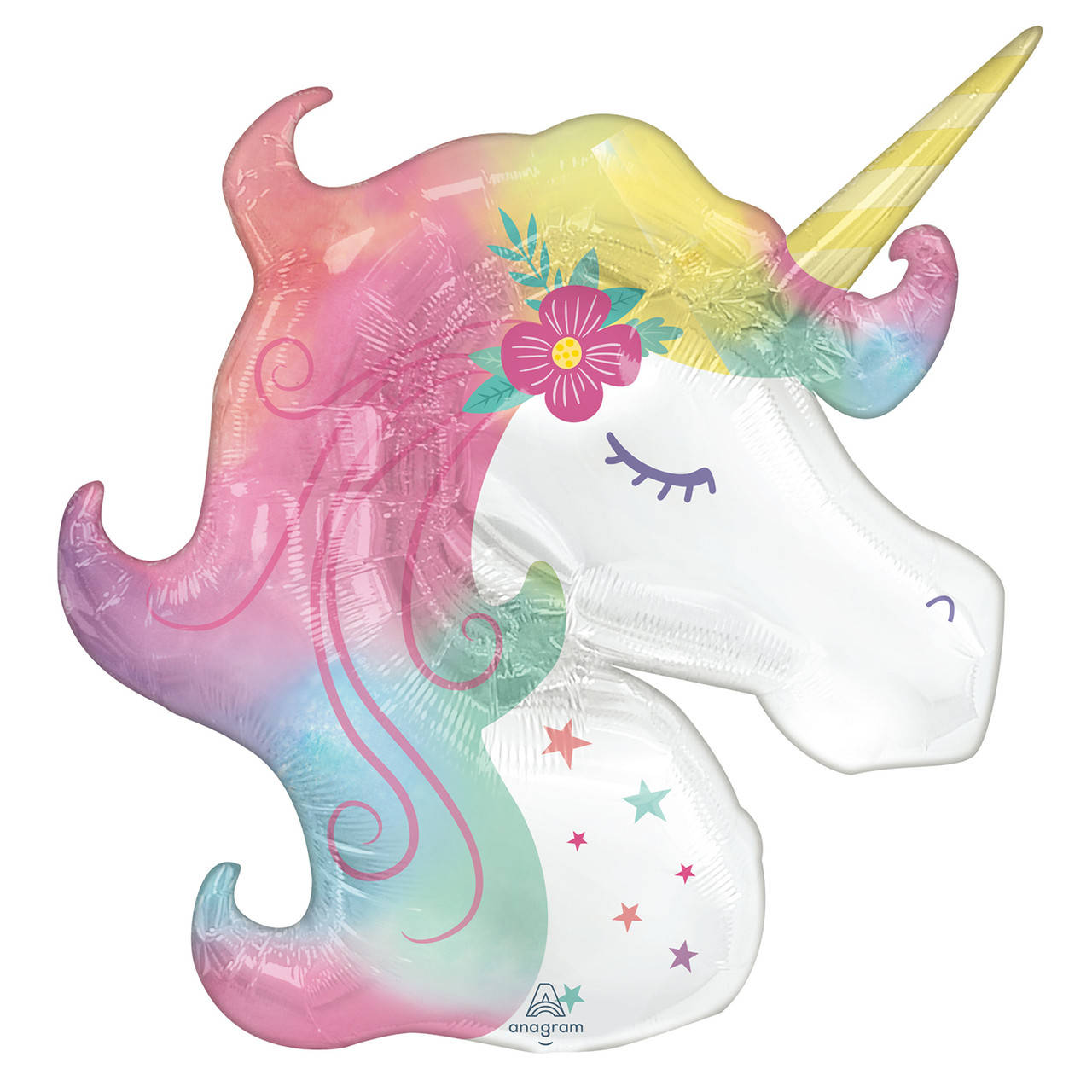 

А 33" x 29" Enchanted Unicorn SuperShape Foil Balloon- Pkg. Шар фольгированный Единорог. В уп, Разные цвета