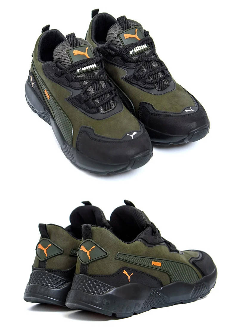 

Мужские кожаные кроссовки Puma (Пума) ST RUNNER, мужские туфли зеленые, кеды повседневные. Мужская обувь, Хаки